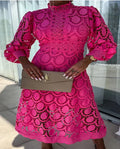 Lantern Sleeve Lace Midi Dress